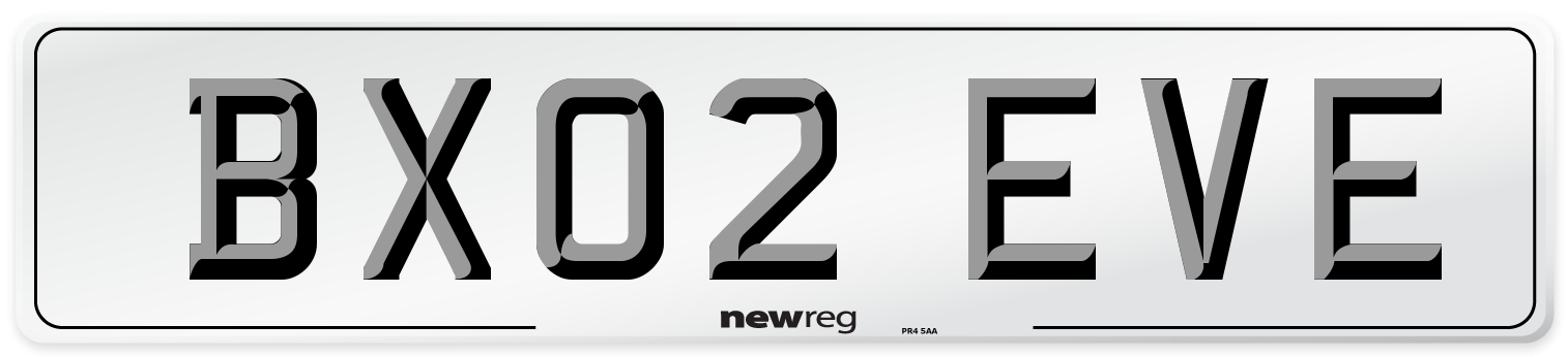 BX02 EVE Number Plate from New Reg
